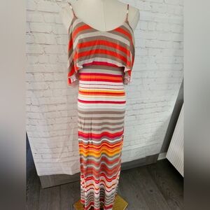 Arden B Striped Open Back Maxi Dress | XS | EUC